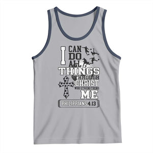 Soccer Christian Gift Tank Top I Can Do All Things Through Christ TS12 Athletic Heather Navy Print Your Wear