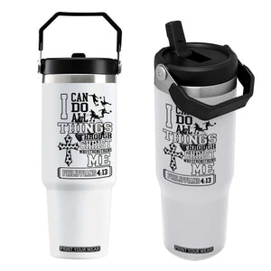 Soccer Christian Gift Flip Straw Tumbler I Can Do All Things Through Christ TS12 One Size: 30 oz White Print Your Wear