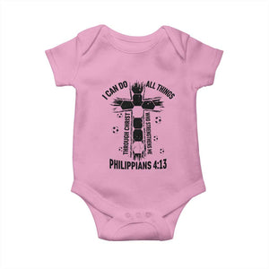 I Can Do All Things Through Christ Baby Onesie Christian Soccer Faith TS12 Light Pink Print Your Wear
