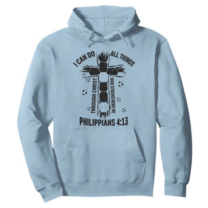 I Can Do All Things Through Christ Hoodie Christian Soccer Faith TS12 Light Blue Print Your Wear