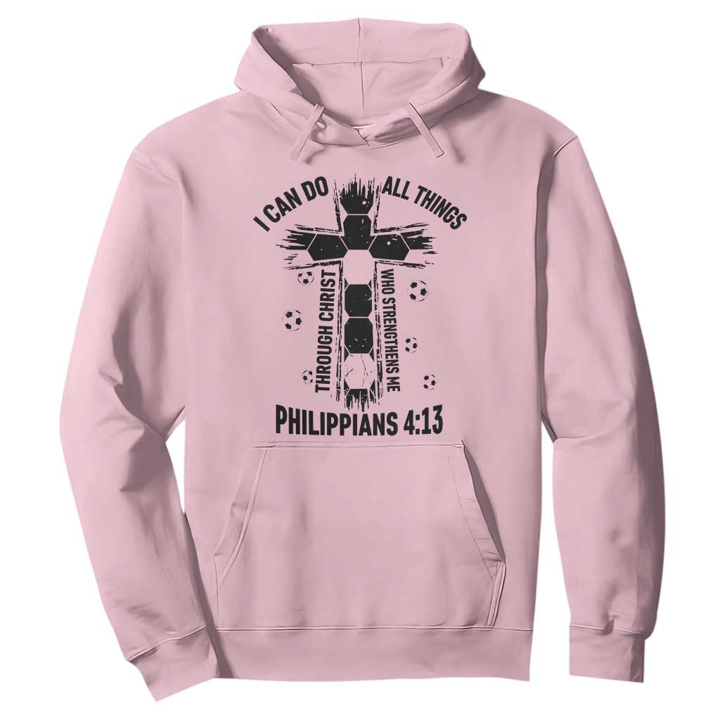I Can Do All Things Through Christ Hoodie Christian Soccer Faith TS12 Light Pink Print Your Wear