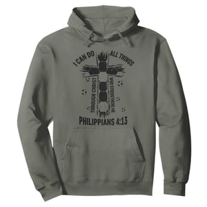 I Can Do All Things Through Christ Hoodie Christian Soccer Faith TS12 Military Green Print Your Wear