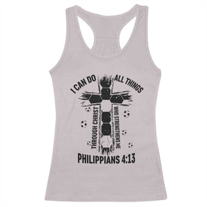 I Can Do All Things Through Christ Racerback Tank Top Christian Soccer Faith TS12 Ice Gray Print Your Wear