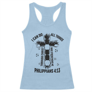 I Can Do All Things Through Christ Racerback Tank Top Christian Soccer Faith TS12 Light Blue Print Your Wear