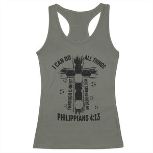 I Can Do All Things Through Christ Racerback Tank Top Christian Soccer Faith TS12 Military Green Print Your Wear