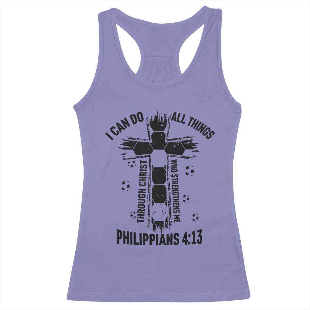 I Can Do All Things Through Christ Racerback Tank Top Christian Soccer Faith TS12 Violet Print Your Wear
