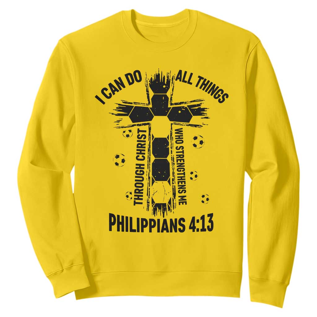 I Can Do All Things Through Christ Sweatshirt Christian Soccer Faith TS12 Daisy Print Your Wear