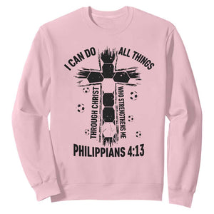 I Can Do All Things Through Christ Sweatshirt Christian Soccer Faith TS12 Light Pink Print Your Wear