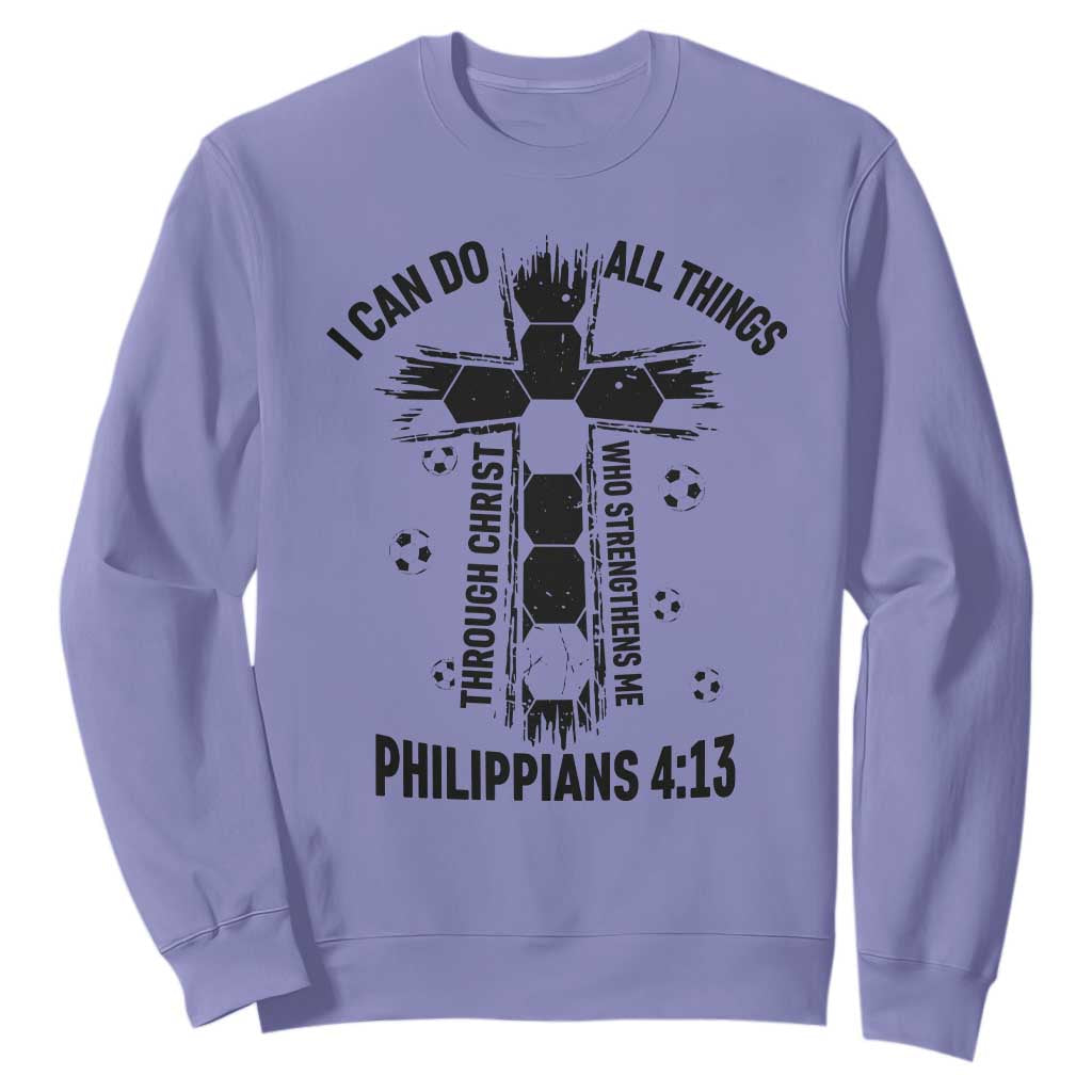 I Can Do All Things Through Christ Sweatshirt Christian Soccer Faith TS12 Violet Print Your Wear
