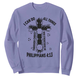 I Can Do All Things Through Christ Sweatshirt Christian Soccer Faith TS12 Violet Print Your Wear