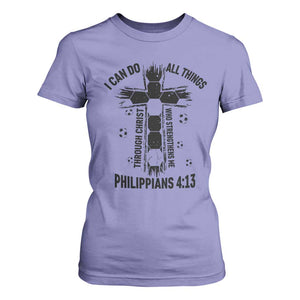 I Can Do All Things Through Christ T Shirt For Women Christian Soccer Faith TS12 Violet Print Your Wear