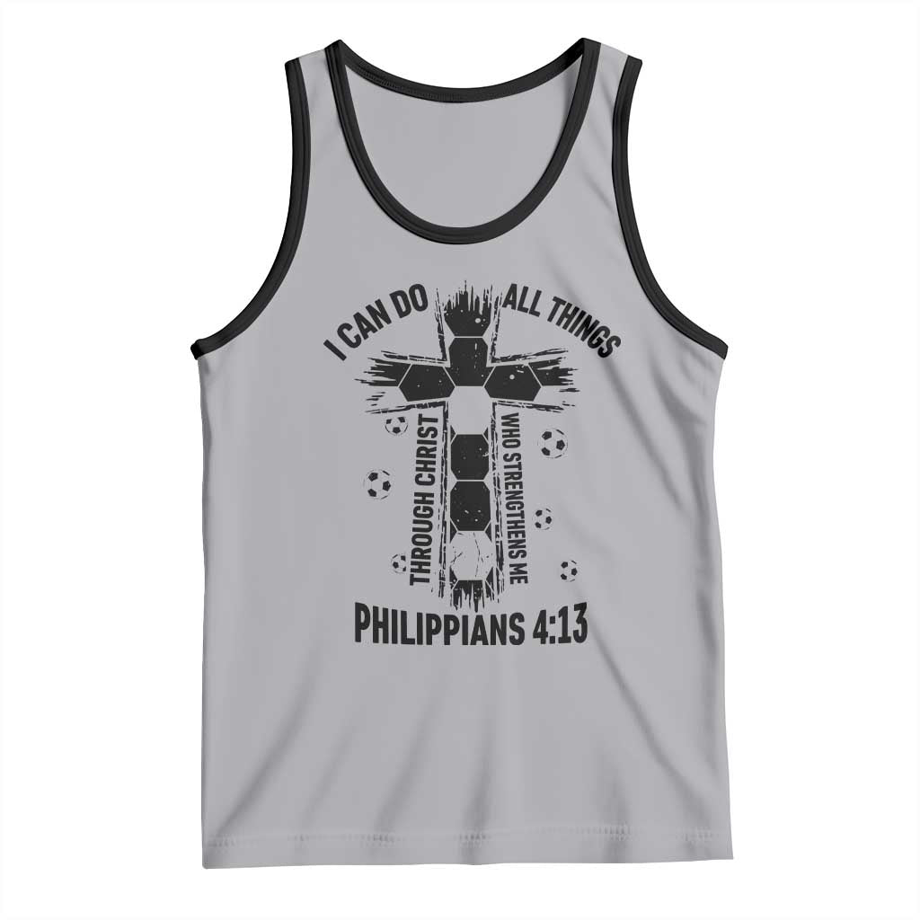 I Can Do All Things Through Christ Tank Top Christian Soccer Faith TS12 Athletic Heather Black Print Your Wear