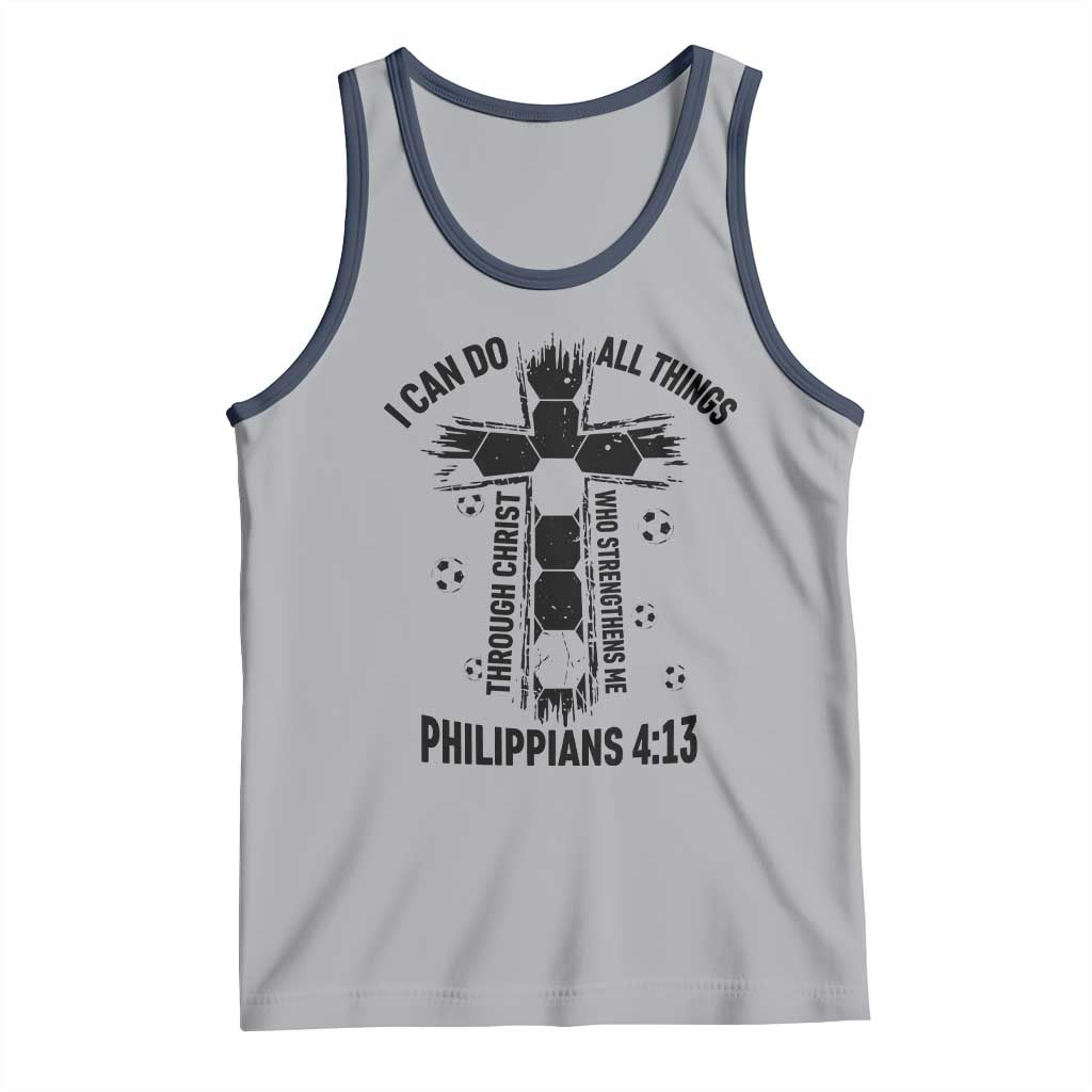 I Can Do All Things Through Christ Tank Top Christian Soccer Faith TS12 Athletic Heather Navy Print Your Wear
