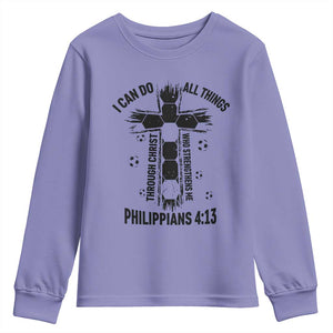 I Can Do All Things Through Christ Youth Sweatshirt Christian Soccer Faith TS12 Violet Print Your Wear