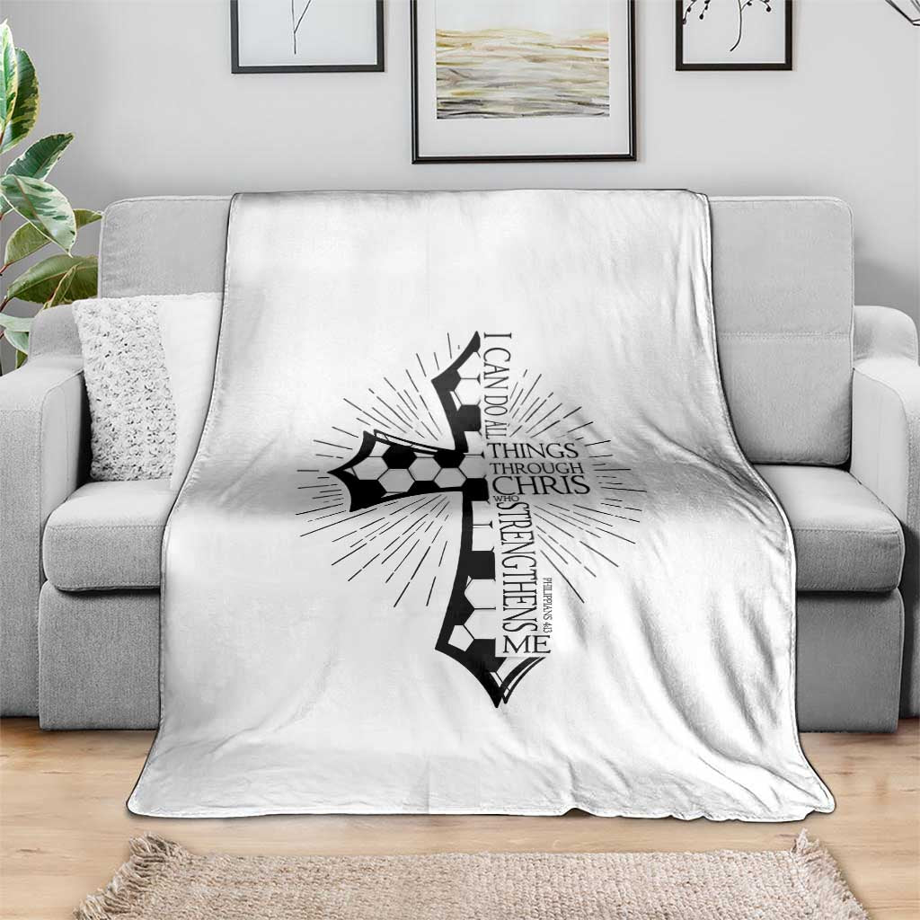 I Can Do All Things Through Christ Throw Blanket Christian Soccer Cross Gift TS12 Print Your Wear
