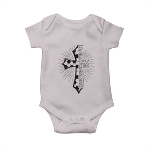 I Can Do All Things Through Christ Baby Onesie Christian Soccer Cross Gift TS12 Ice Gray Print Your Wear