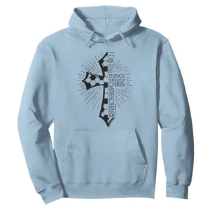 I Can Do All Things Through Christ Hoodie Christian Soccer Cross Gift TS12 Light Blue Print Your Wear