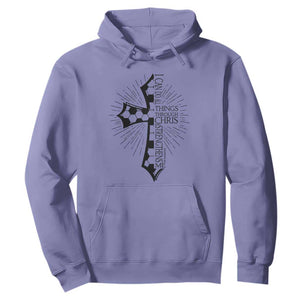 I Can Do All Things Through Christ Hoodie Christian Soccer Cross Gift TS12 Violet Print Your Wear