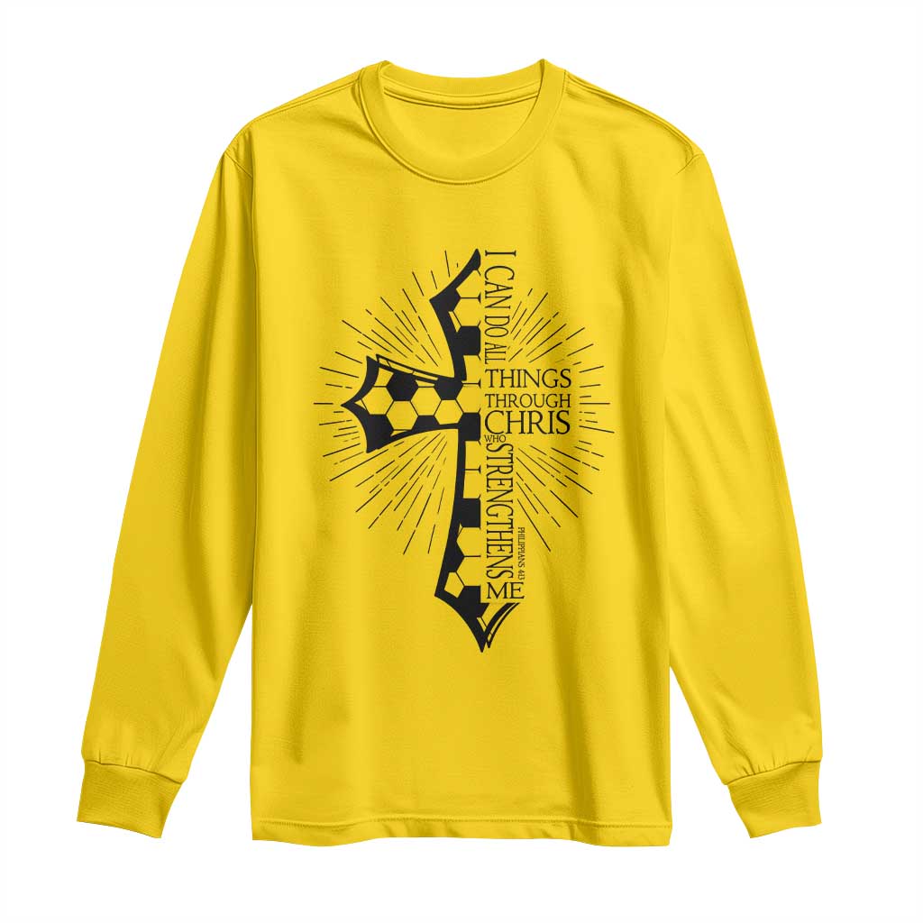 I Can Do All Things Through Christ Long Sleeve Shirt Christian Soccer Cross Gift TS12 Daisy Print Your Wear