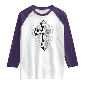 I Can Do All Things Through Christ Raglan Shirt Christian Soccer Cross Gift TS12 White Purple Print Your Wear
