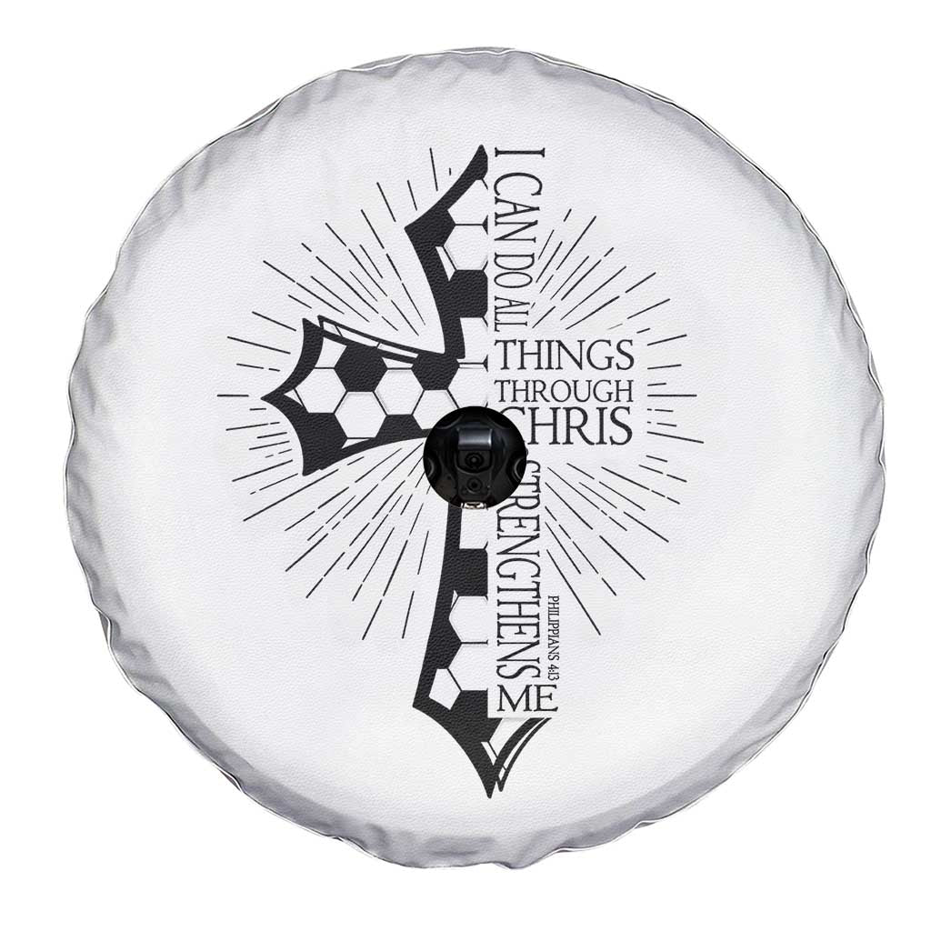 I Can Do All Things Through Christ Spare Tire Cover Christian Soccer Cross Gift TS12 Print Your Wear
