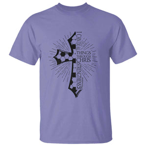 I Can Do All Things Through Christ T Shirt Christian Soccer Cross Gift TS12 Violet Print Your Wear