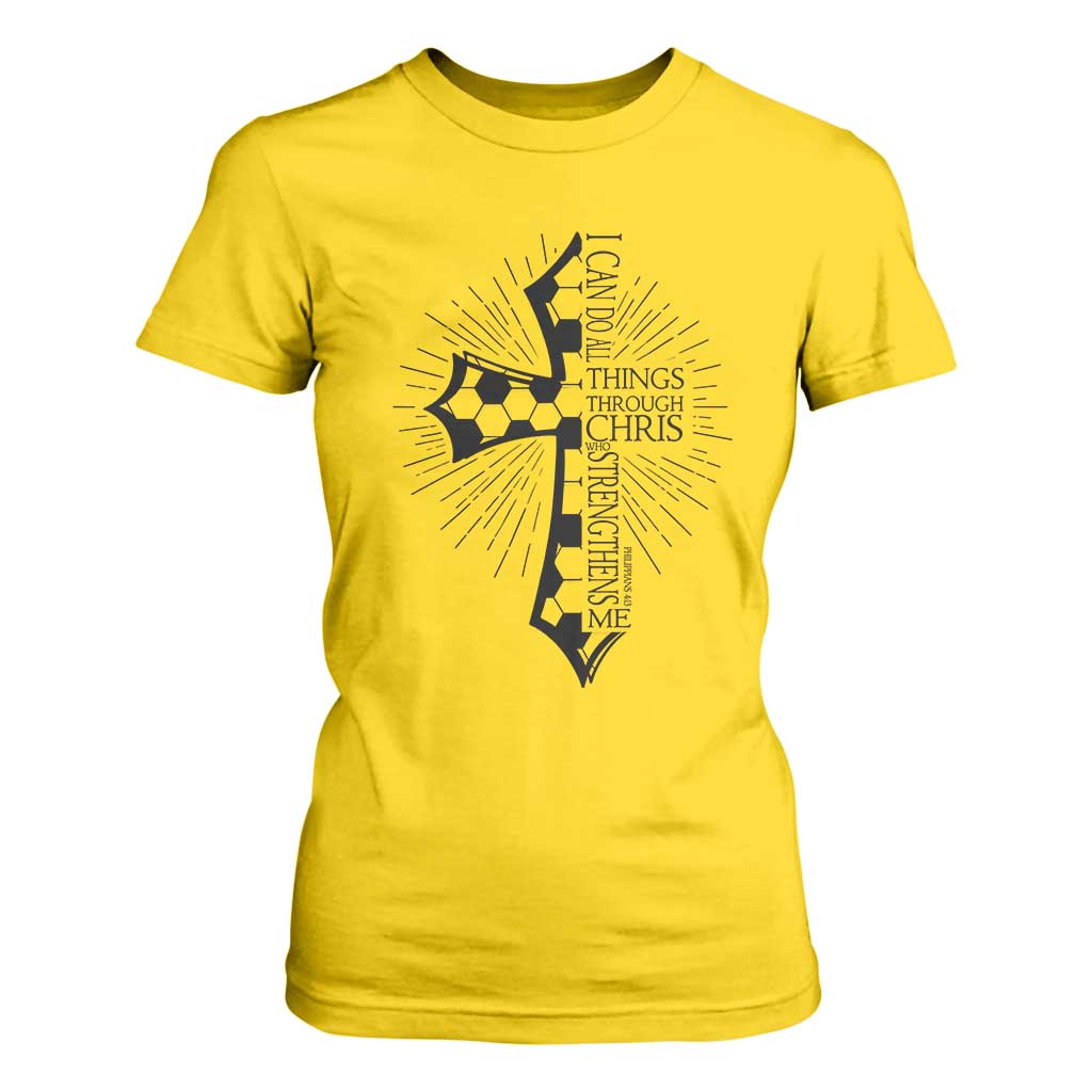 I Can Do All Things Through Christ T Shirt For Women Christian Soccer Cross Gift TS12 Daisy Print Your Wear