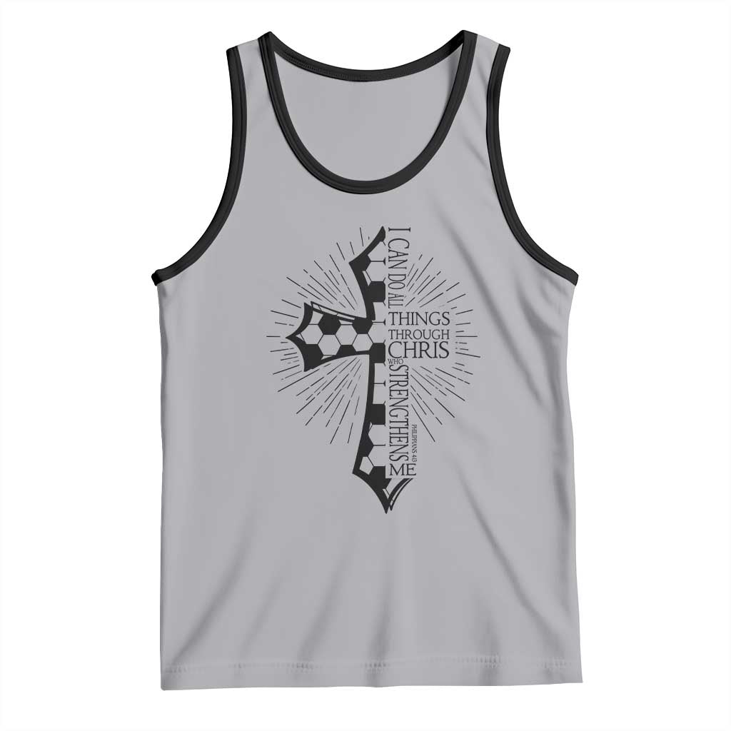 I Can Do All Things Through Christ Tank Top Christian Soccer Cross Gift TS12 Athletic Heather Black Print Your Wear