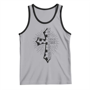 I Can Do All Things Through Christ Tank Top Christian Soccer Cross Gift TS12 Athletic Heather Black Print Your Wear