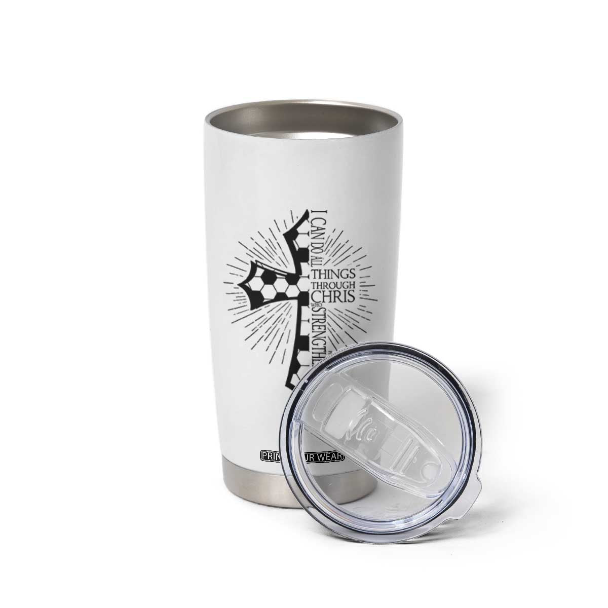 I Can Do All Things Through Christ Tumbler Cup Christian Soccer Cross Gift TS12 Print Your Wear