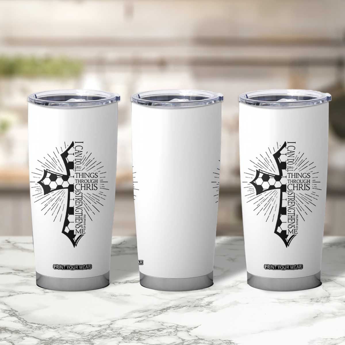 I Can Do All Things Through Christ Tumbler Cup Christian Soccer Cross Gift TS12 Print Your Wear
