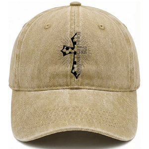 I Can Do All Things Through Christ Washed Cotton Baseball Cap Christian Soccer Cross Gift TS12 Print Your Wear