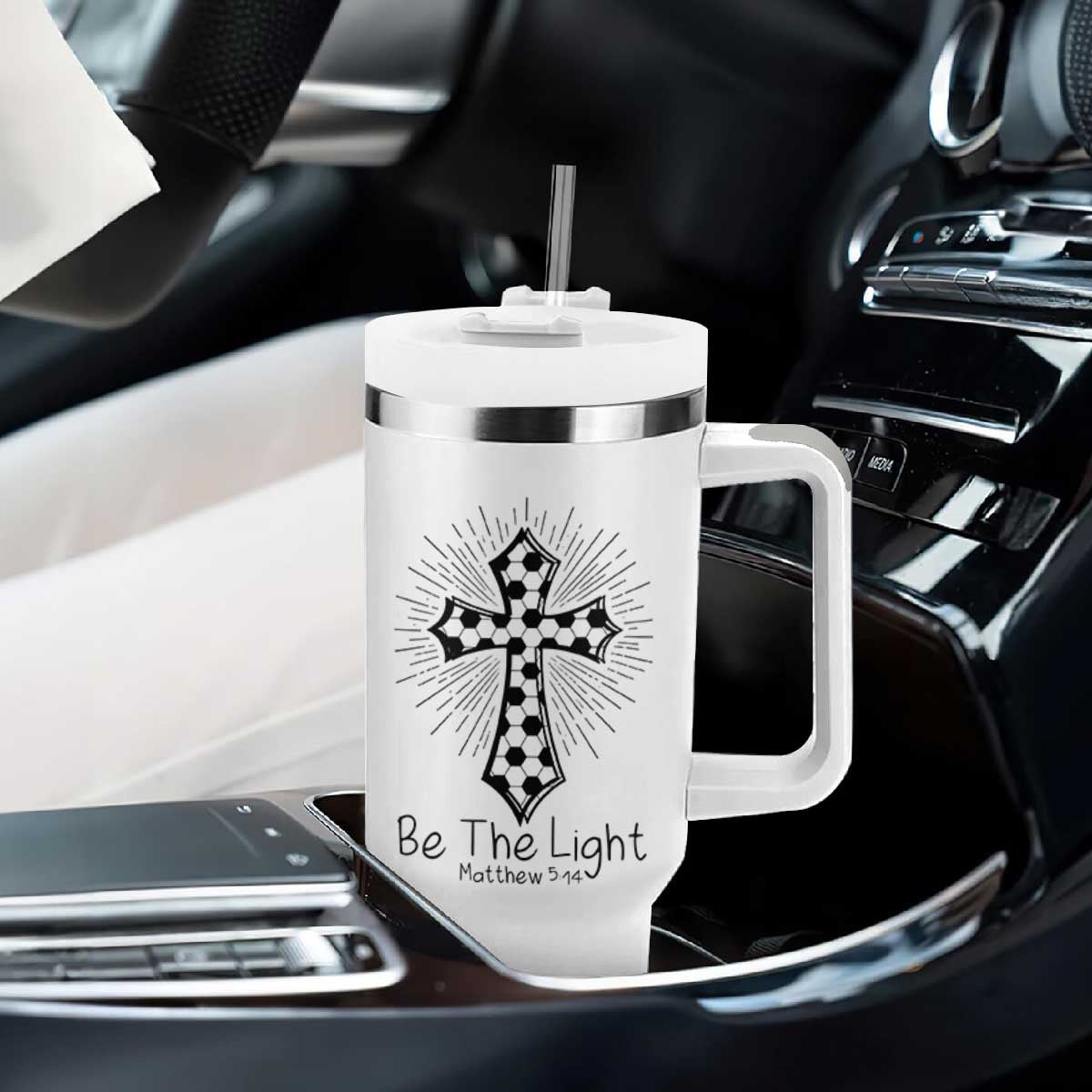 Be The Light Matthew 5 14 Tumbler With Handle Christian Soccer Faith Gift TS12 Print Your Wear