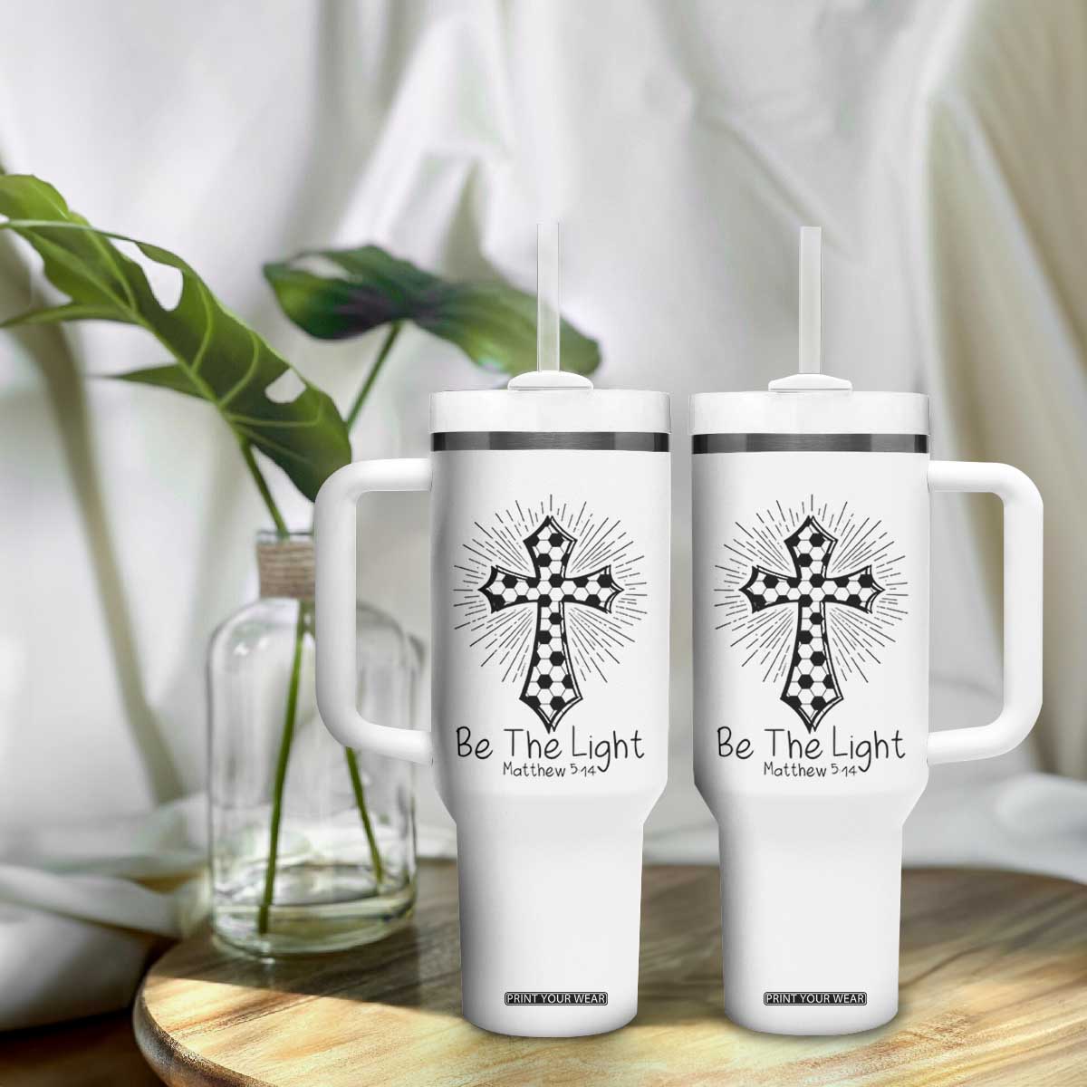 Be The Light Matthew 5 14 Tumbler With Handle Christian Soccer Faith Gift TS12 Print Your Wear