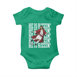 He Is Rizzin Baby Onesie Funny Christian Soccer Lover Gift TS12 Irish Green Print Your Wear