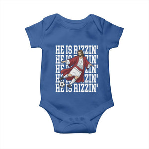 He Is Rizzin Baby Onesie Funny Christian Soccer Lover Gift TS12 Royal Blue Print Your Wear