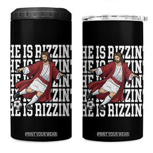 He Is Rizzin 4 in 1 Can Cooler Tumbler Funny Christian Soccer Lover Gift TS12 One Size: 16 oz Black Print Your Wear