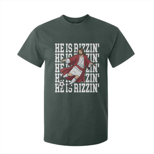 He Is Rizzin T Shirt For Kid Funny Christian Soccer Lover Gift TS12 Dark Forest Green Print Your Wear