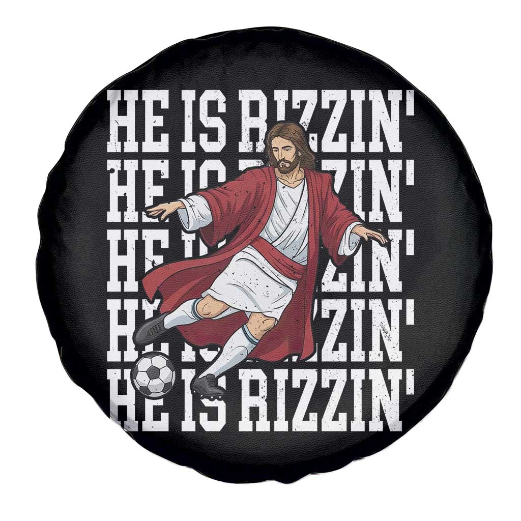 He Is Rizzin Spare Tire Cover Funny Christian Soccer Lover Gift TS12 Print Your Wear