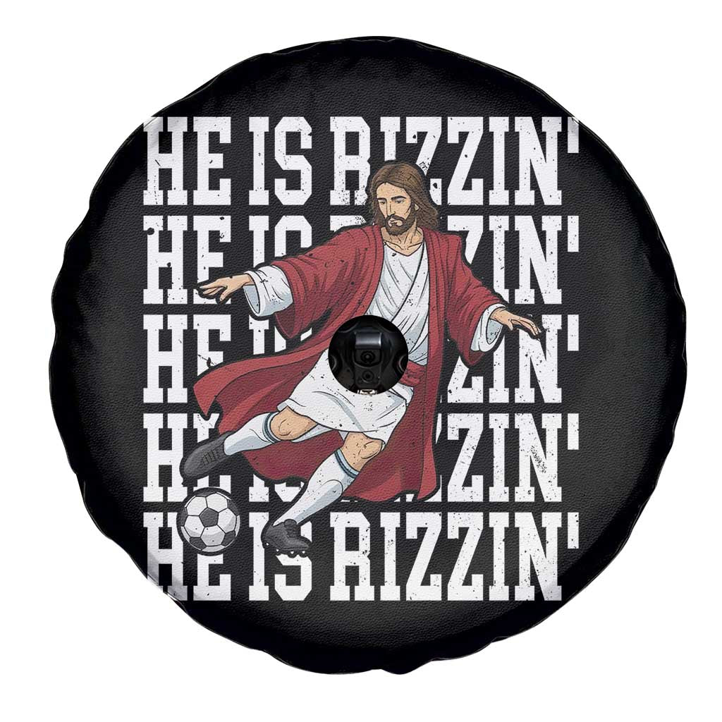 He Is Rizzin Spare Tire Cover Funny Christian Soccer Lover Gift TS12 Print Your Wear