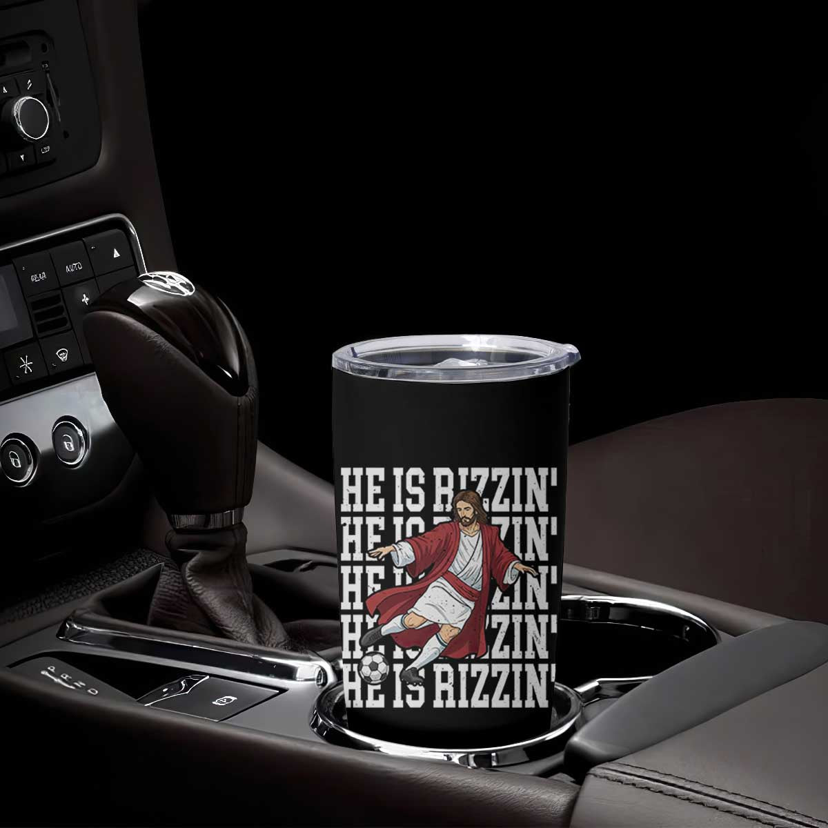 He Is Rizzin Tumbler Cup Funny Christian Soccer Lover Gift TS12 Print Your Wear