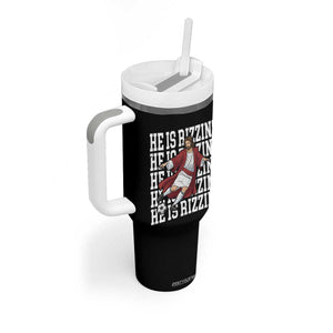 He Is Rizzin Tumbler With Handle Funny Christian Soccer Lover Gift TS12 Print Your Wear
