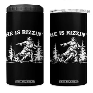 He Is Rizzin 4 in 1 Can Cooler Tumbler Christian Soccer Funny Gift For Believers TS12 One Size: 16 oz Black Print Your Wear