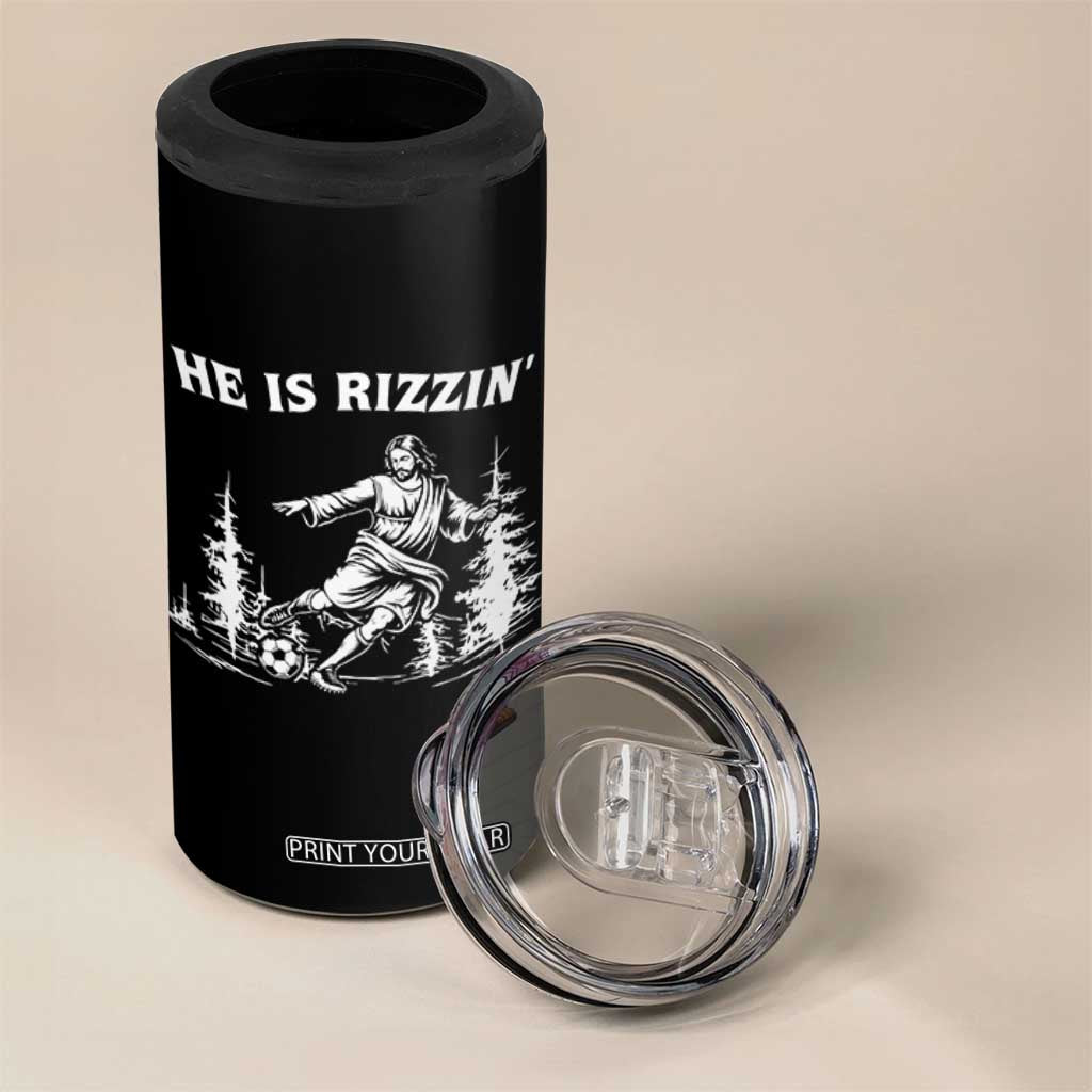 He Is Rizzin 4 in 1 Can Cooler Tumbler Christian Soccer Funny Gift For Believers TS12 Print Your Wear