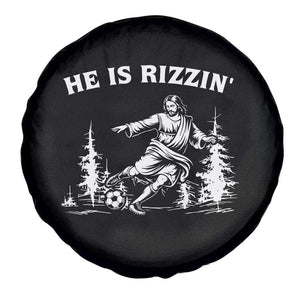 He Is Rizzin Spare Tire Cover Christian Soccer Funny Gift For Believers TS12 Print Your Wear