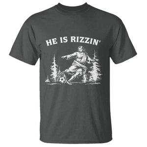He Is Rizzin T Shirt Christian Soccer Funny Gift For Believers TS12 Dark Heather Print Your Wear