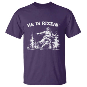 He Is Rizzin T Shirt Christian Soccer Funny Gift For Believers TS12 Purple Print Your Wear