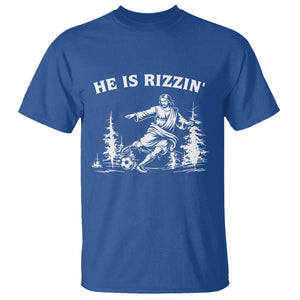 He Is Rizzin T Shirt Christian Soccer Funny Gift For Believers TS12 Royal Blue Print Your Wear