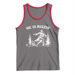 He Is Rizzin Tank Top Christian Soccer Funny Gift For Believers TS12 Deep Heather Red Print Your Wear