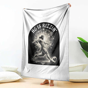 He Is Rizzin Throw Blanket Funny Christian Faith Soccer Player Gift TS12 Print Your Wear
